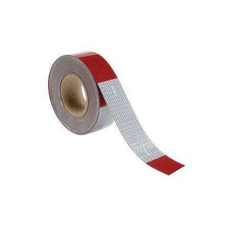 Top Tape &  Label. Conspicuity Tape Vinyl Red/White, 2 in W x 150 in L, 13 Thick V57203
